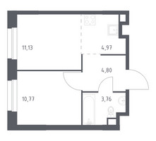 Планировка однокомнатной(квартира) площадью 35.43 квадратных метров в “ЖК ЭкоБунино (Южное Бунино)”