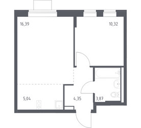 Планировка однокомнатной(квартира) площадью 39.97 квадратных метров в ЖК “ЖК Подольские кварталы”