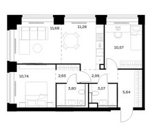 Планировка двухкомнатной(квартира) площадью 62.42 квадратных метров в “ЖК НОВА”