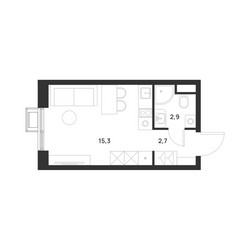 Планировка студии(квартира) площадью 20.9 квадратных метров в ЖК “ЖК Форевиль”