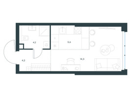 Планировка студии(квартира) площадью 28.3 квадратных метров в “ЖК Level Мичуринский”