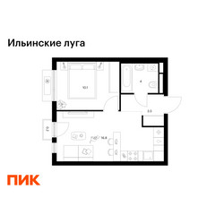 Планировка однокомнатной(квартира) площадью 34.6 квадратных метров в ЖК “ЖК Ильинские луга”