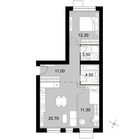 Планировка трехкомнатной(квартира) площадью 63.3 квадратных метров в “Апрелевка Клаб”