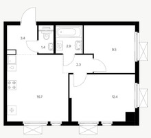 Планировка двухкомнатной(квартира) площадью 48.6 квадратных метров в “Ярославский квартал”