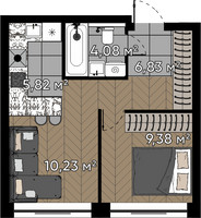 Планировка однокомнатной(квартира) площадью 36.3 квадратных метров в “ЖК Квартал Серебряный бор”