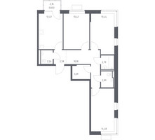 Планировка трехкомнатной(квартира) площадью 79.15 квадратных метров в “ЖК Подольские кварталы”