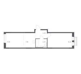 Планировка однокомнатной(квартира) площадью 44.42 квадратных метров в ЖК “ЖК Рублевский Квартал”