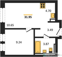 Планировка однокомнатной(квартира) площадью 31.95 квадратных метров в “ЖК Егорово Парк”