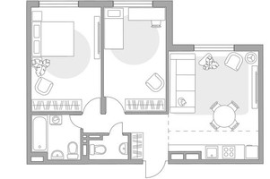 Планировка трехкомнатной(квартира) площадью 50.21 квадратных метров в “ЖК Аникеевский”