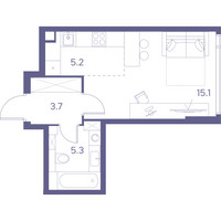 Планировка студии(квартира) площадью 29.3 квадратных метров в “ЖК THE LOT by Akvilon”