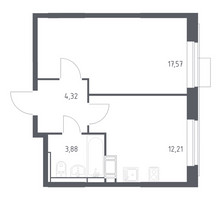 Планировка однокомнатной(квартира) площадью 37.98 квадратных метров в “ЖК Пятницкие луга”