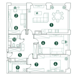 Планировка 4+ комнатной(квартира) площадью 114.5 квадратных метров в ЖК “ЖК Вэри на Ботанической”