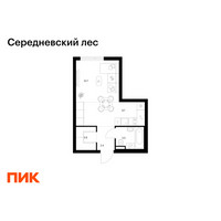 Планировка студии(квартира) площадью 29.1 квадратных метров в “ЖК Середневский лес”