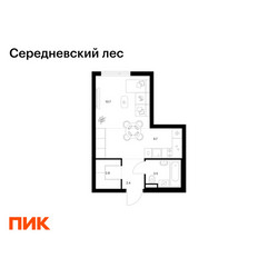 Планировка студии(квартира) площадью 29.1 квадратных метров в ЖК “ЖК Середневский лес”