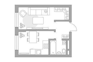 Планировка однокомнатной(квартира) площадью 33.07 квадратных метров в ЖК “ЖК Живописный”