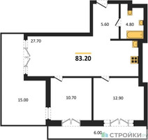 Планировка двухкомнатной(квартира) площадью 83.2 квадратных метров в “ЖК МОНС”