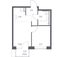 Планировка однокомнатной(квартира) площадью 33.54 квадратных метров в “ЖК Молжаниново”