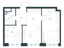 Планировка двухкомнатной(квартира) площадью 50.2 квадратных метров в “ЖК Левел Южнопортовая”