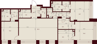 Планировка трехкомнатной(квартира) площадью 111.2 квадратных метров в “ЖК Дом 7 Даниловский”