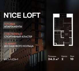 Планировка студии(апартаменты) площадью 24.3 квадратных метров в ЖК “ЖК N’ICE LOFT (Найс Лофт)”