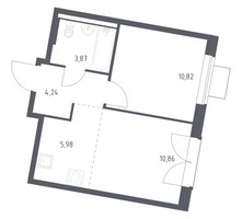 Планировка однокомнатной(квартира) площадью 35.77 квадратных метров в “ЖК Квартал Западный”