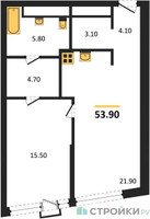 Планировка однокомнатной(квартира) площадью 54.1 квадратных метров в “ЖК Союз (СВАО)”