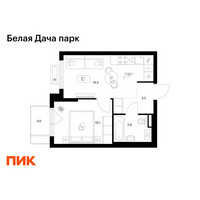 Планировка однокомнатной(квартира) площадью 32.5 квадратных метров в “ЖК Белая Дача парк”