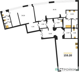Планировка двухкомнатной(квартира) площадью 153.2 квадратных метров в ЖК “ЖК Nicole (Николь)”