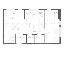 Планировка двухкомнатной(квартира) площадью 59.87 квадратных метров в “ЖК Пригород Лесное”
