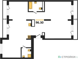 Планировка трехкомнатной(квартира) площадью 96.3 квадратных метров в “ЖК Первый квартал”