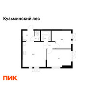 Планировка двухкомнатной(квартира) площадью 48.1 квадратных метров в “ЖК Кузьминский лес”