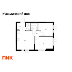 Планировка двухкомнатной(квартира) площадью 48.1 квадратных метров в ЖК “ЖК Кузьминский лес”