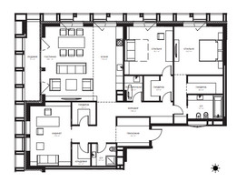 Планировка трехкомнатной(квартира) площадью 148.7 квадратных метров в “ЖК Egodom”