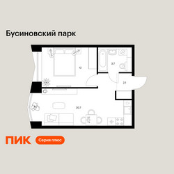 Планировка однокомнатной(квартира) площадью 38.5 квадратных метров в ЖК “ЖК Бусиновский парк”