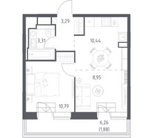 Планировка однокомнатной(квартира) площадью 38.66 квадратных метров в “ЖК Верейская 41”