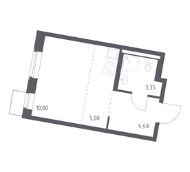 Планировка студии(квартира) площадью 22.81 квадратных метров в ЖК “ЖК Квартал Западный”