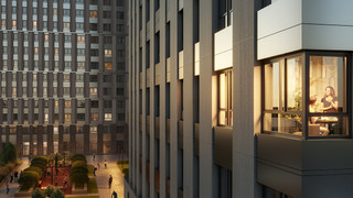 Фасад в ЖК “РУСИЧ-Кантемировский”