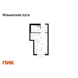 Планировка студии(квартира) площадью 23.16 квадратных метров в ЖК “ЖК Ильинские луга”