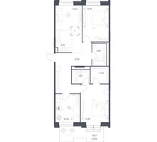 Планировка трехкомнатной(квартира) площадью 90.93 квадратных метров в “ЖК Верейская 41”