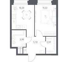 Планировка однокомнатной(апартаменты) площадью 34.1 квадратных метров в “ЖК Апарт-отель Тропарево парк”