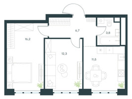 Планировка двухкомнатной(квартира) площадью 50.5 квадратных метров в “ЖК Level Южнопортовая”