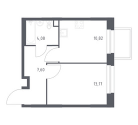 Планировка однокомнатной(квартира) площадью 35.67 квадратных метров в ЖК “ЖК ЭкоБунино (Южное Бунино)”