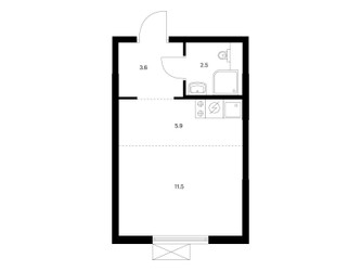 Планировка студии(квартира) площадью 23.5 квадратных метров в ЖК “ЖК Люблинский парк”