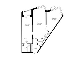 Планировка трехкомнатной(квартира) площадью 92.5 квадратных метров в “ЖК Клубный дом Точка отсчета”