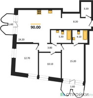 Планировка трехкомнатной(квартира) площадью 90.1 квадратных метров в “ЖК Союз (СВАО)”