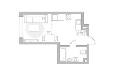 Планировка студии(квартира) площадью 28.04 квадратных метров в ЖК “ЖК Мневники от Гранель”