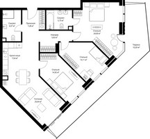 Планировка трехкомнатной(квартира) площадью 121.62 квадратных метров в “ЖК Джойс”