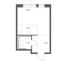 Планировка студии(квартира) площадью 27.33 квадратных метров в “ЖК Молжаниново”