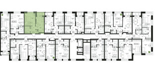 Планировка однокомнатной(квартира) площадью 40.7 квадратных метров в “ЖК Пушкино Град”