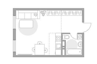 Планировка студии(квартира) площадью 27.6 квадратных метров в ЖК “ЖК Аникеевский”